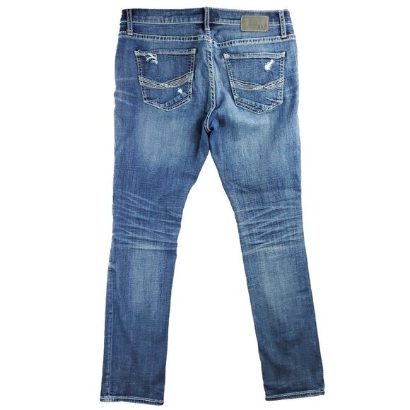 BKE Buckle Mason Jeans Distressed Denim Stretch Taper "34x34" Actual 36x35 - Picture 2 of 10